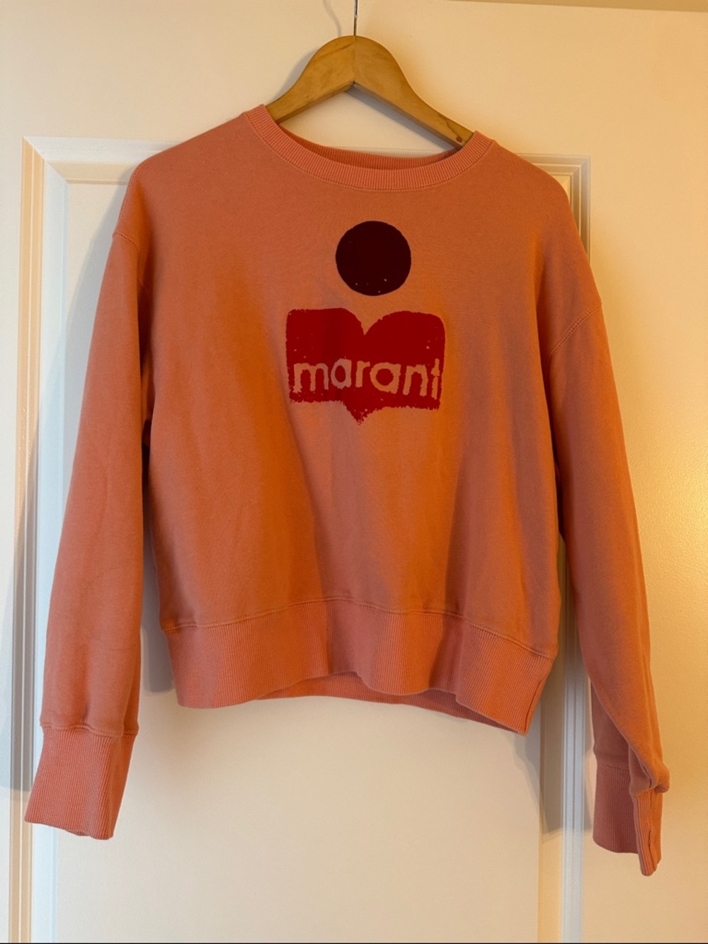 Isabel Marant Coral-Pink Logo Crewneck Sweatshirt